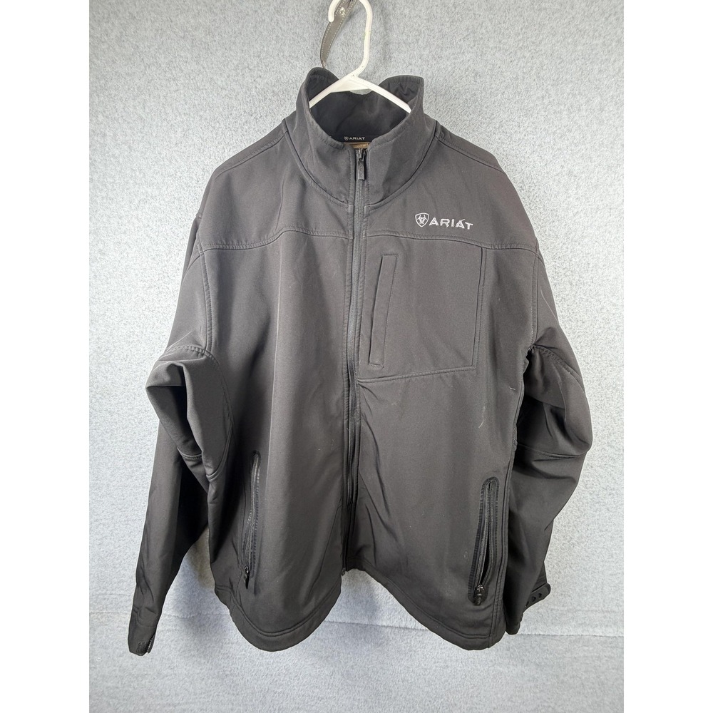 Ariat Jacket Mens 2XL Black Softshell Full Zip Lined Western Workwear Outdoor